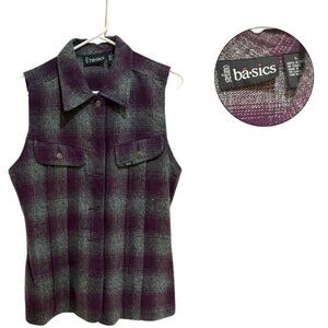 Stefano Basics Women’s Sleeveless Plaid Shirt Size L